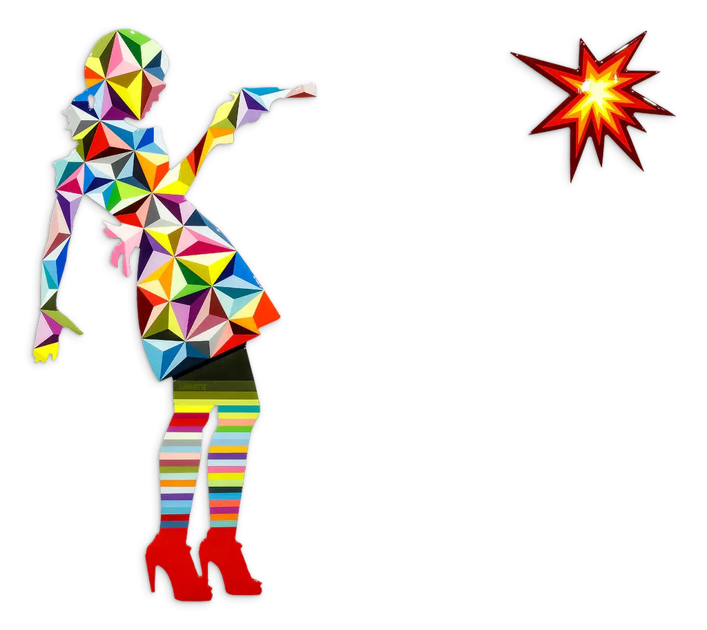 Little Miss Sunshine Pink Bow Geometric - Mini Two Part Wall Sculpture - Original SOLD by artist Lhouette - Wyecliffe Galleries