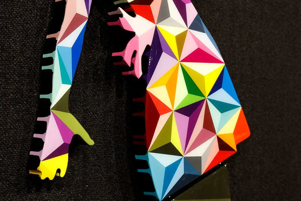 Little Miss Sunshine Pink Bow Geometric - Mini Two Part Wall Sculpture - Original SOLD by artist Lhouette - Wyecliffe Galleries