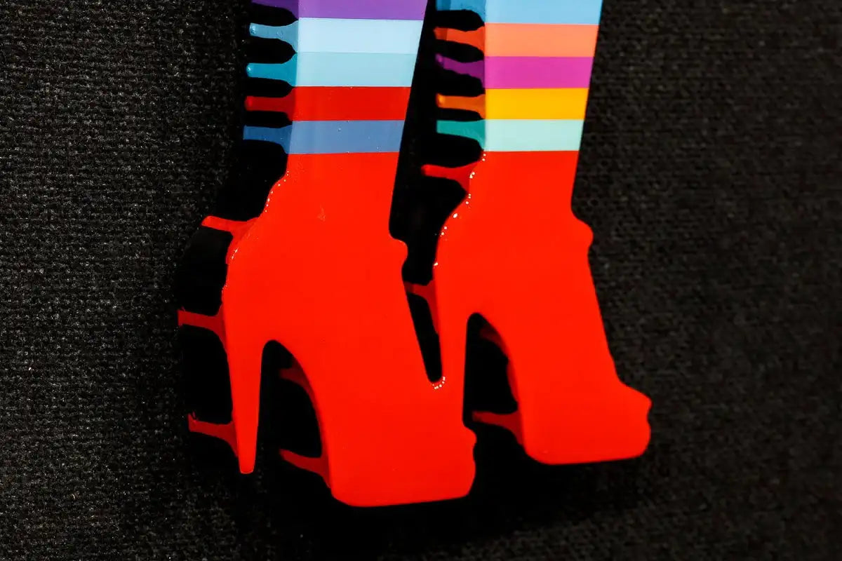 Little Miss Sunshine Pink Bow Geometric - Mini Two Part Wall Sculpture - Original SOLD by artist Lhouette - Wyecliffe Galleries