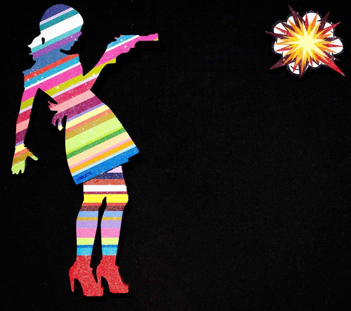 Little Miss Sunshine Sculpture IV (Diamond Dust) - Original Wall Sculpture - SOLD by artist Lhouette - Wyecliffe Galleries