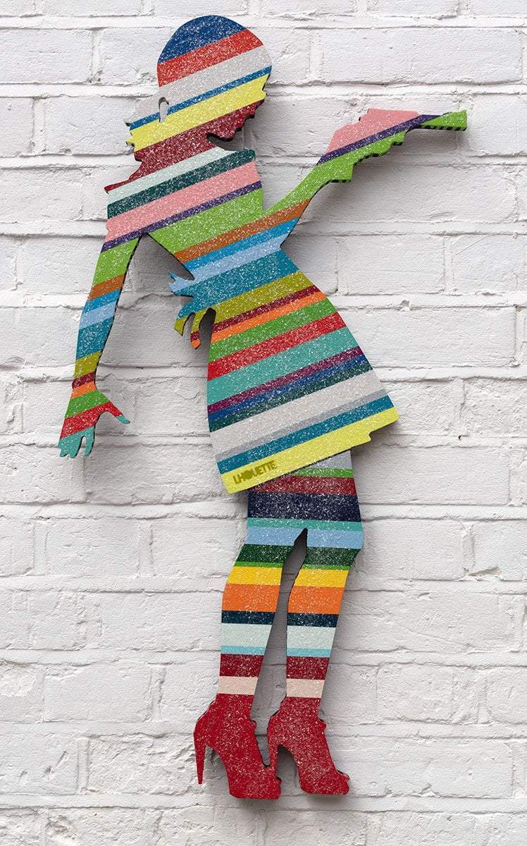 Little Miss Sunshine Striped - Original - SOLD by artist Lhouette - Wyecliffe Galleries