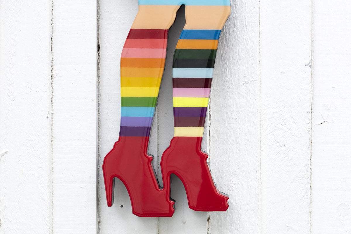 Little Miss Sunshine Stripes Flowers - Original Wall Sculpture - SOLD by artist Lhouette - Wyecliffe Galleries