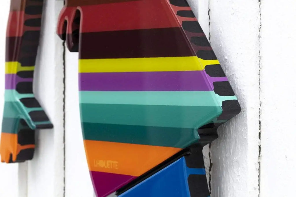 Little Miss Sunshine Stripes Flowers - Original Wall Sculpture - SOLD by artist Lhouette - Wyecliffe Galleries