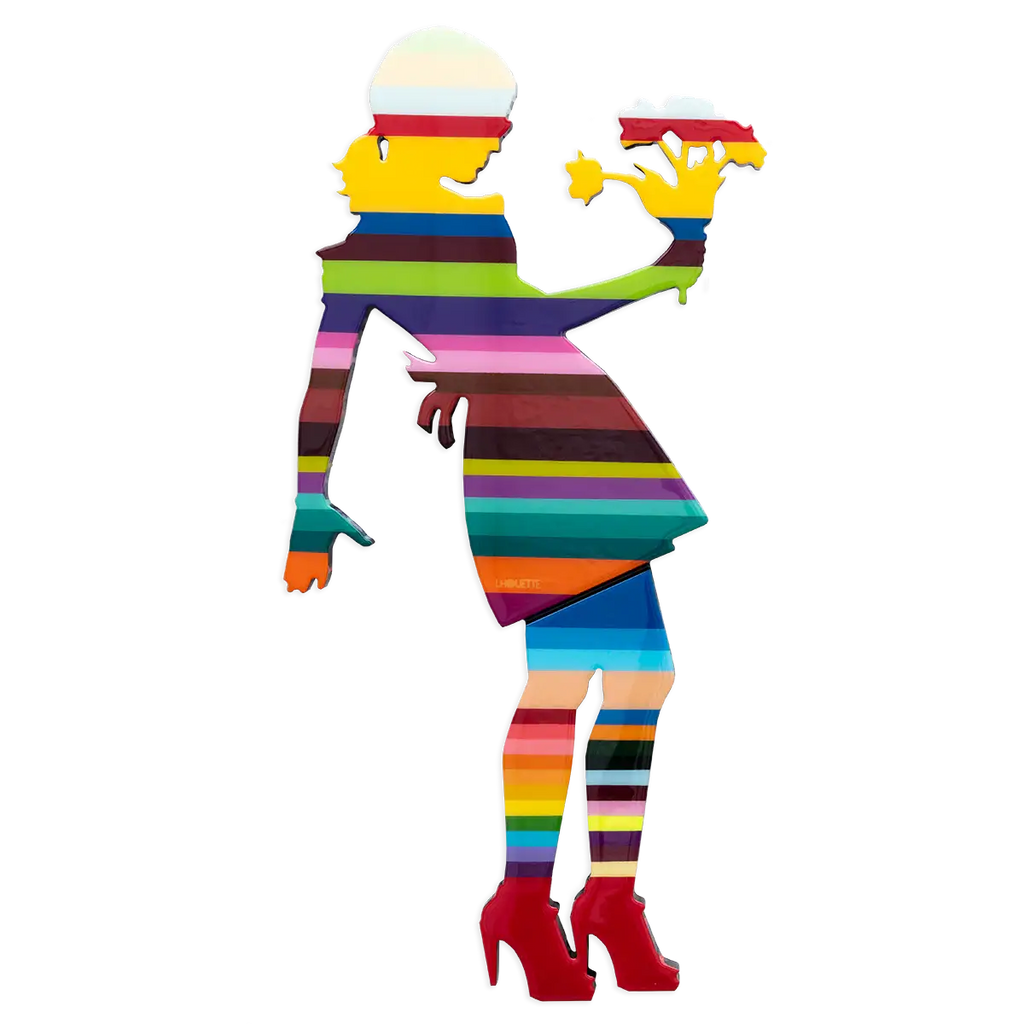 Little Miss Sunshine Stripes Flowers - Original Wall Sculpture - SOLD by artist Lhouette - Wyecliffe Galleries