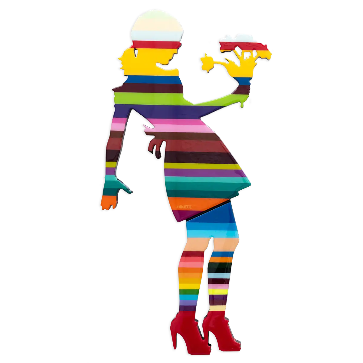 Little Miss Sunshine Stripes Flowers - Original Wall Sculpture - SOLD by artist Lhouette - Wyecliffe Galleries