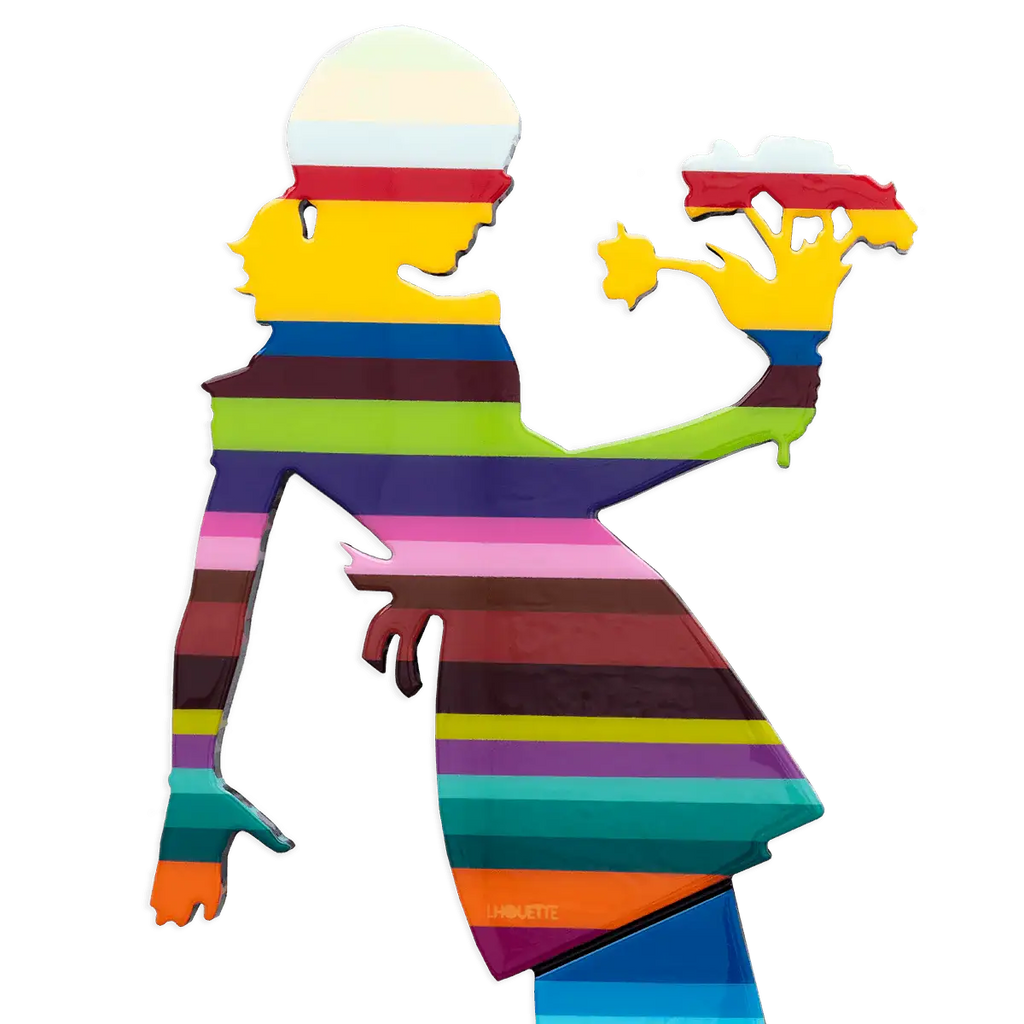 Little Miss Sunshine Stripes Flowers - Original Wall Sculpture - SOLD by artist Lhouette - Wyecliffe Galleries