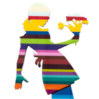 Little Miss Sunshine Stripes Flowers - Original Wall Sculpture - SOLD by artist Lhouette - Wyecliffe Galleries