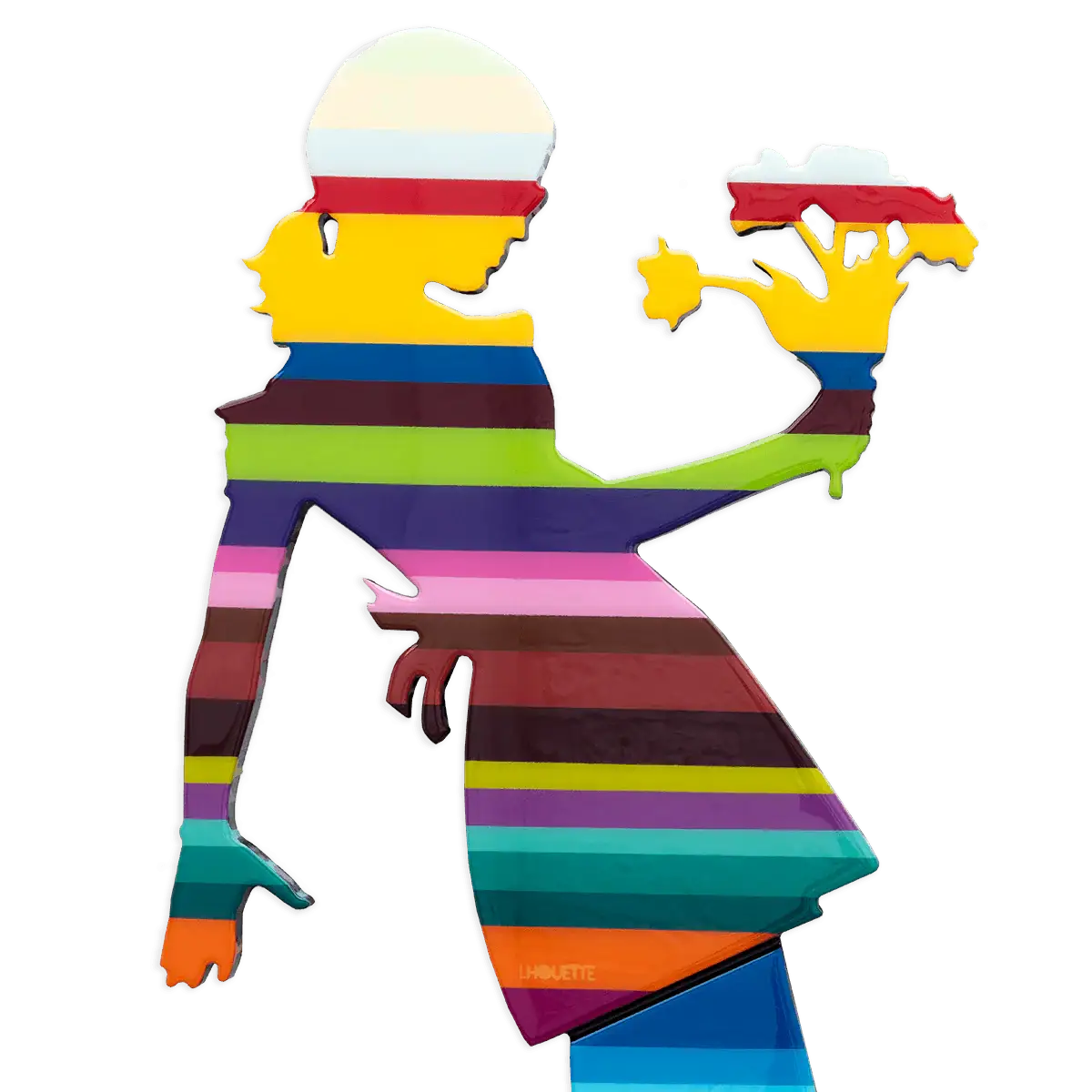 Little Miss Sunshine Stripes Flowers - Original Wall Sculpture - SOLD by artist Lhouette - Wyecliffe Galleries