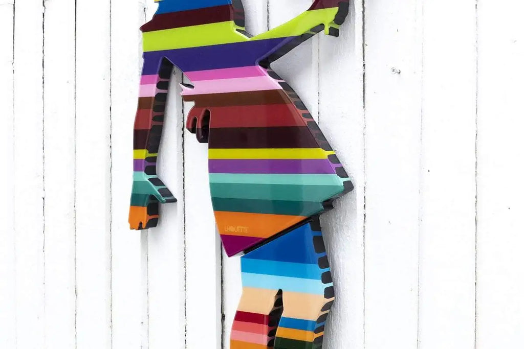 Little Miss Sunshine Stripes Flowers - Original Wall Sculpture - SOLD by artist Lhouette - Wyecliffe Galleries