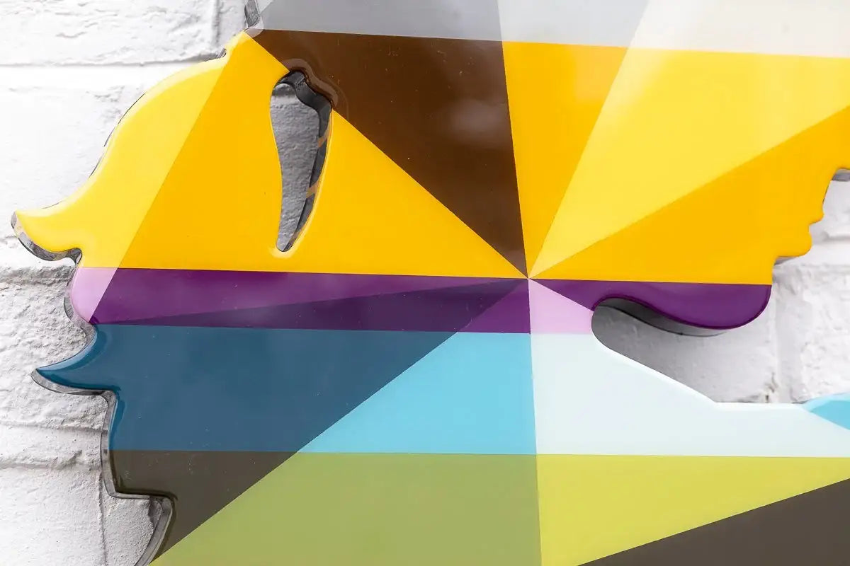 Little Miss Sunshine Two Part XL Wall Sculpture - Geometric Striped - SOLD by artist Lhouette - Wyecliffe Galleries