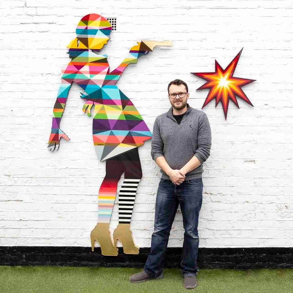 Little Miss Sunshine Two Part XL Wall Sculpture - Geometric Striped - SOLD by artist Lhouette - Wyecliffe Galleries