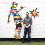 Little Miss Sunshine Two Part XL Wall Sculpture - Geometric Striped - SOLD by artist Lhouette - Wyecliffe Galleries