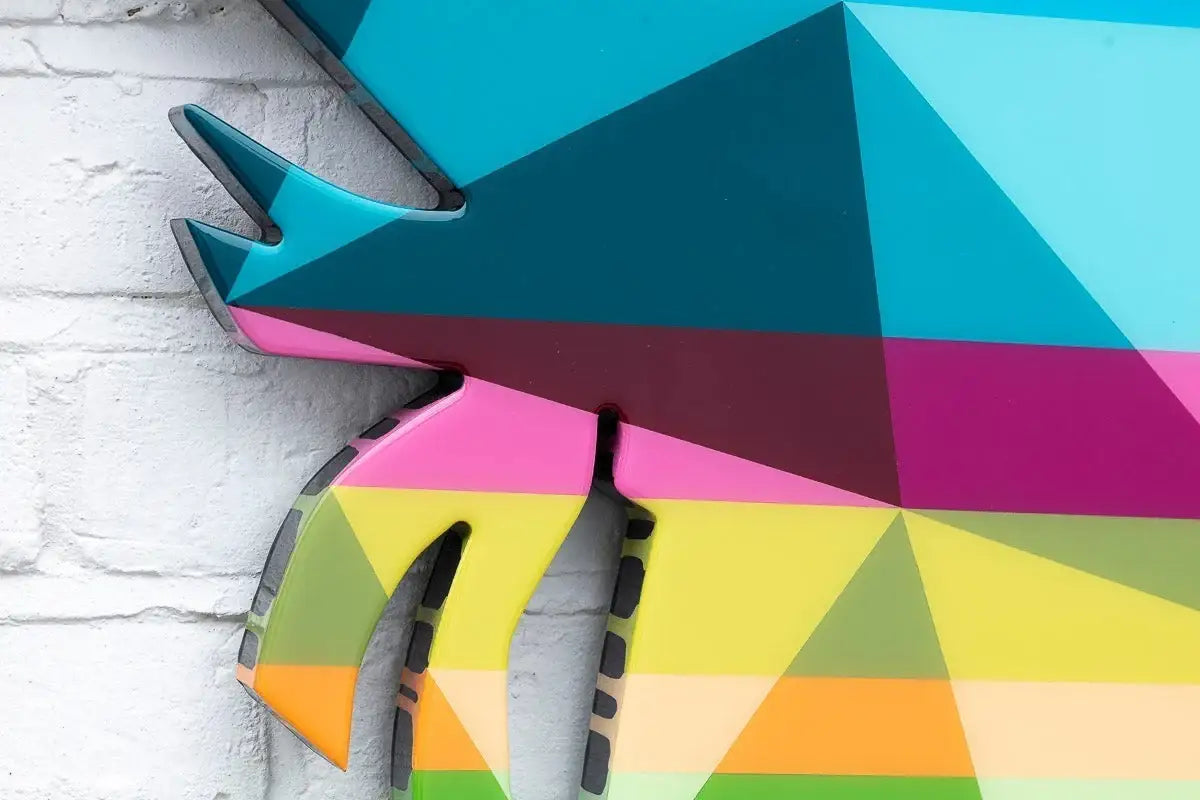 Little Miss Sunshine Two Part XL Wall Sculpture - Geometric Striped - SOLD by artist Lhouette - Wyecliffe Galleries