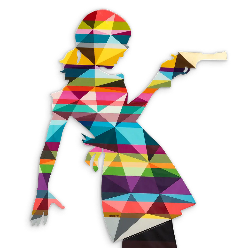 Little Miss Sunshine Two Part XL Wall Sculpture - Geometric Striped - SOLD by artist Lhouette - Wyecliffe Galleries