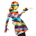 Little Miss Sunshine Two Part XL Wall Sculpture - Geometric Striped - SOLD by artist Lhouette - Wyecliffe Galleries