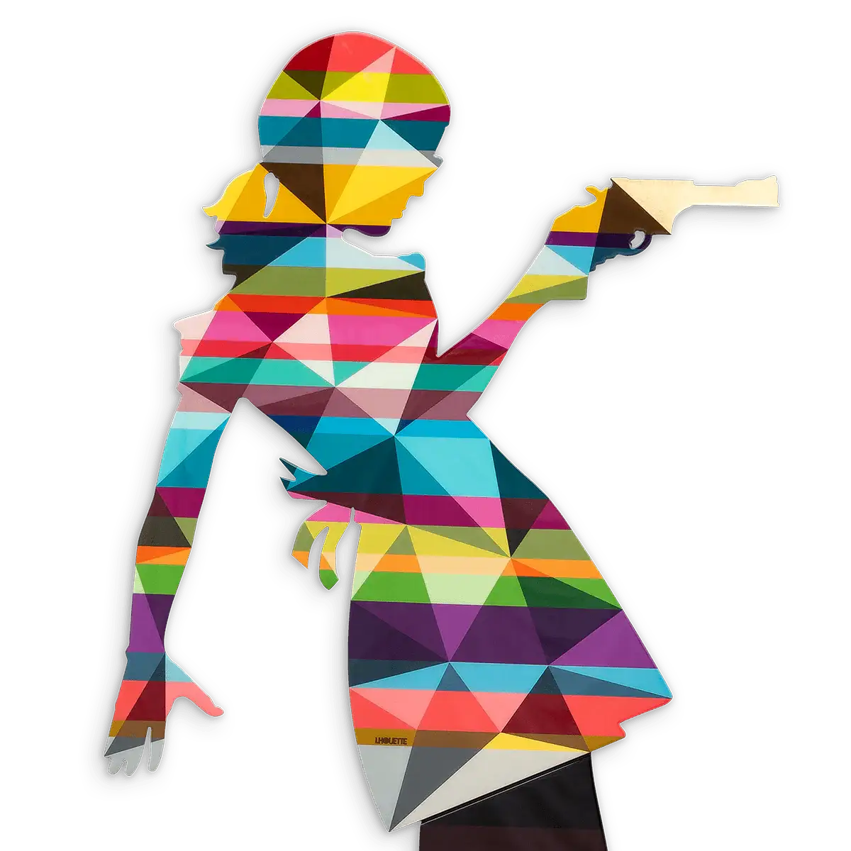 Little Miss Sunshine Two Part XL Wall Sculpture - Geometric Striped - SOLD by artist Lhouette - Wyecliffe Galleries