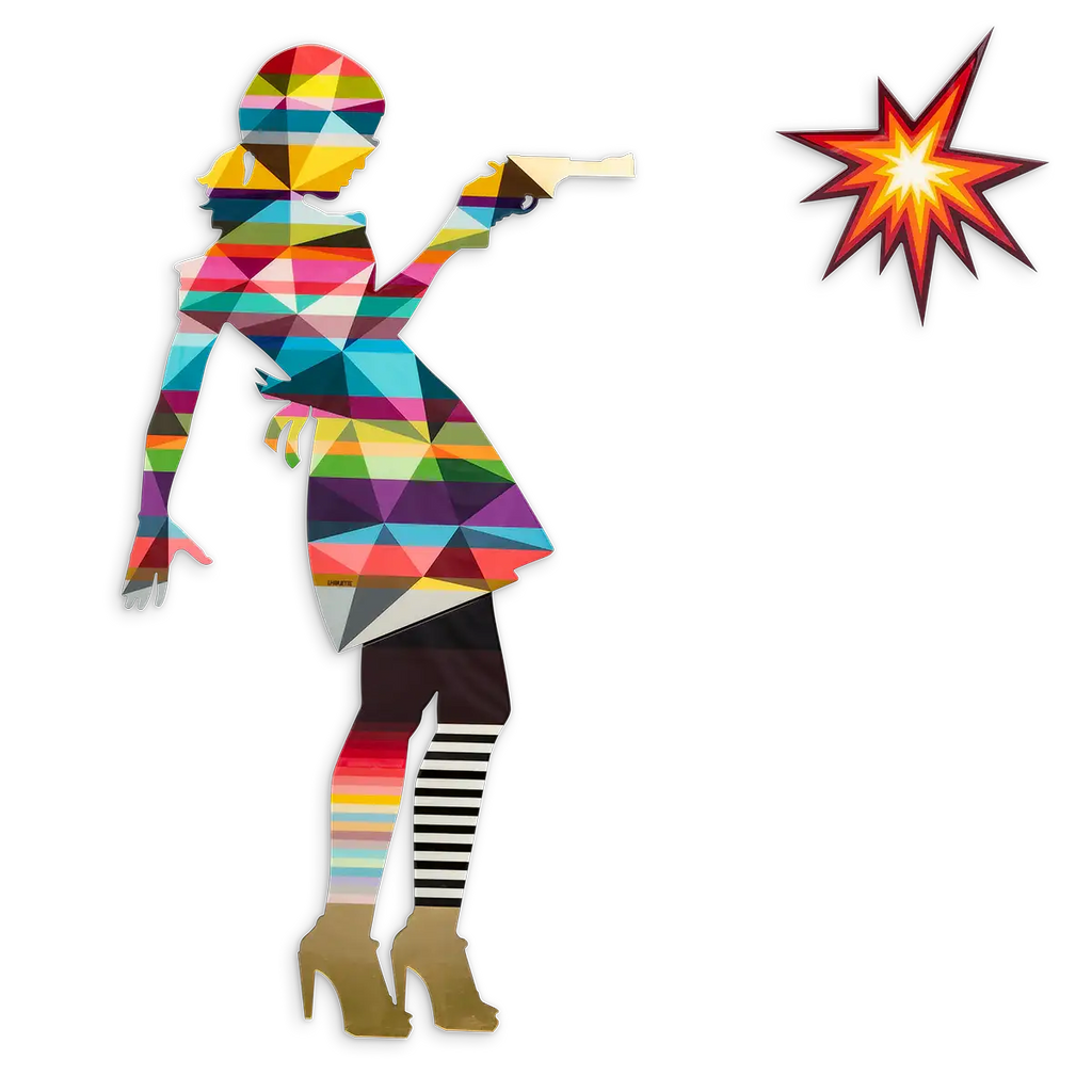 Little Miss Sunshine Two Part XL Wall Sculpture - Geometric Striped - SOLD by artist Lhouette - Wyecliffe Galleries