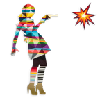 Little Miss Sunshine Two Part XL Wall Sculpture - Geometric Striped - SOLD by artist Lhouette - Wyecliffe Galleries