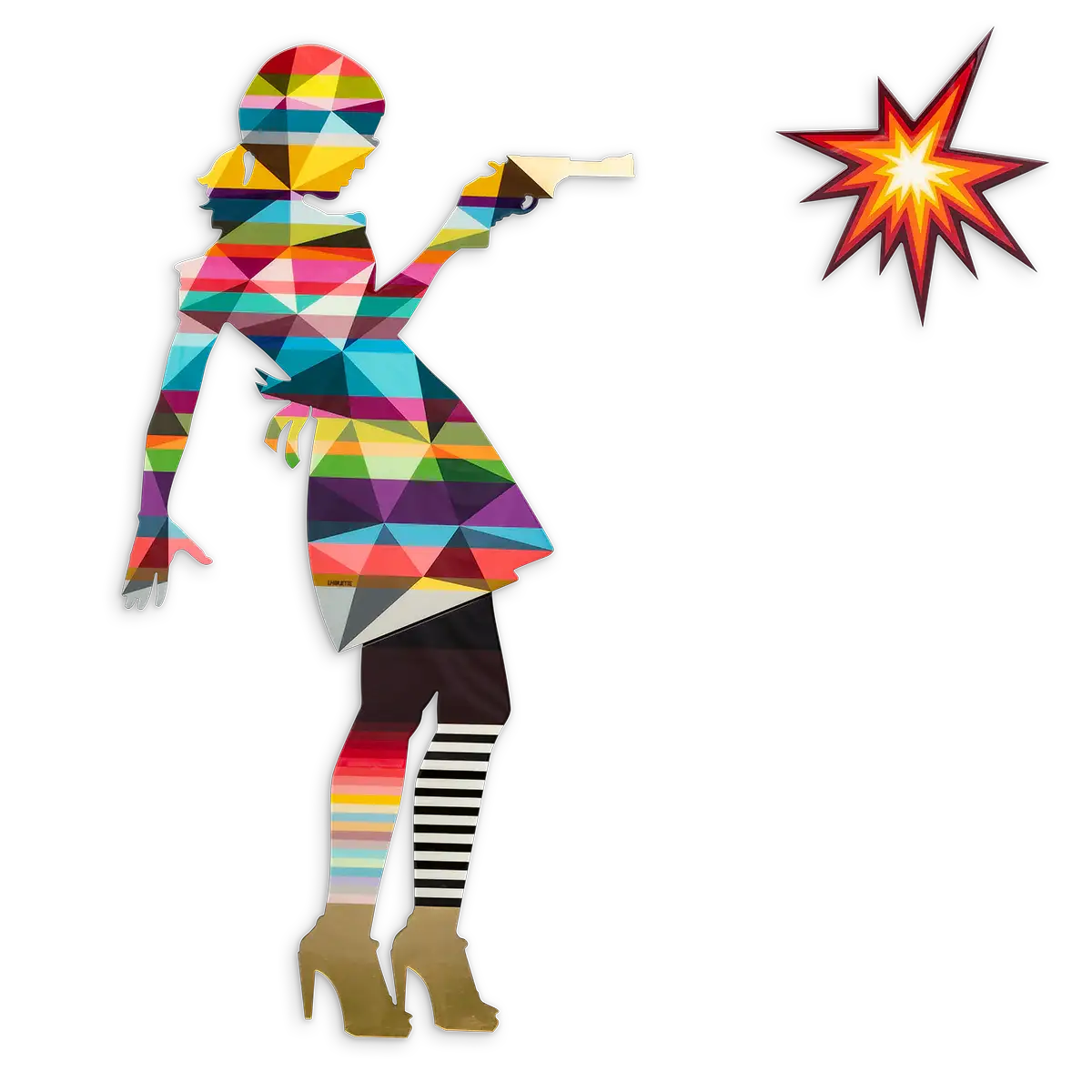 Little Miss Sunshine Two Part XL Wall Sculpture - Geometric Striped - SOLD by artist Lhouette - Wyecliffe Galleries