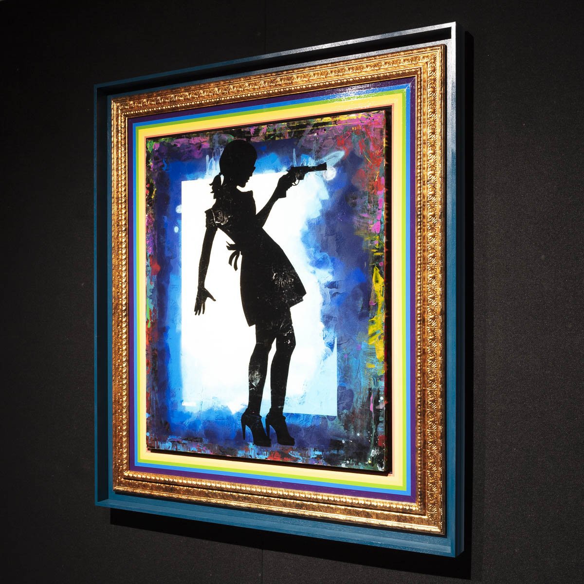 Little Miss Sunshine XL Mixer - Signal Blue Lhouette Framed
