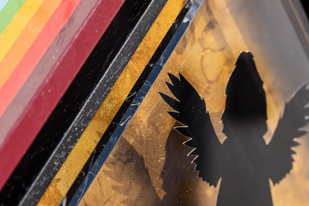 Micro Mixer: Angel With Guns - Gold Gild - Original - SOLD by artist Lhouette - Wyecliffe Galleries