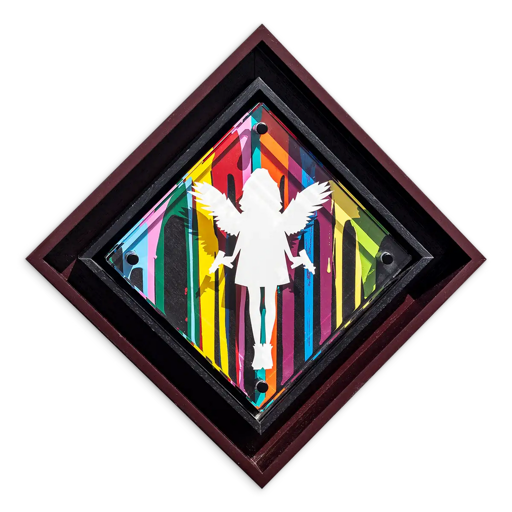 Micro Mixer: Angel With Guns - Paint Pour - Original - SOLD by artist Lhouette - Wyecliffe Galleries