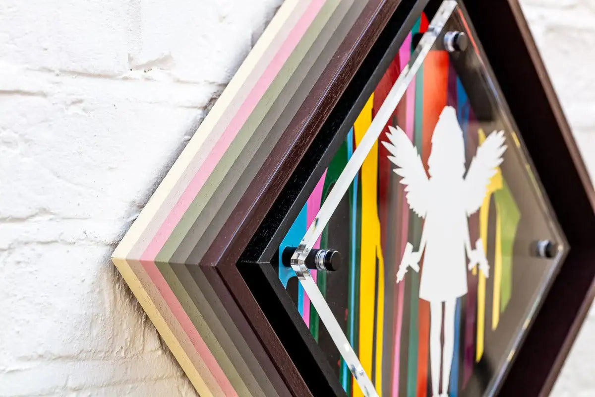 Micro Mixer: Angel With Guns - Paint Pour - Original - SOLD by artist Lhouette - Wyecliffe Galleries