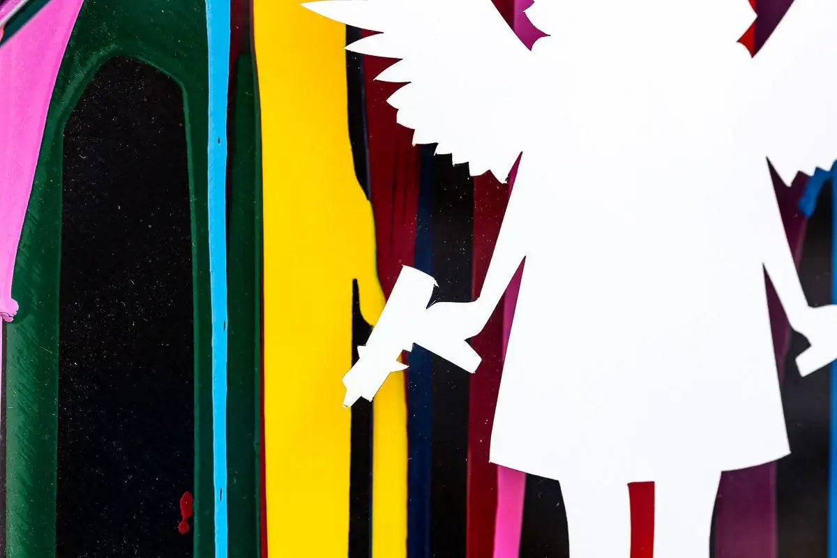 Micro Mixer: Angel With Guns - Paint Pour - Original - SOLD by artist Lhouette - Wyecliffe Galleries