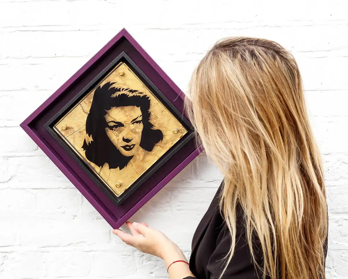 Micro Mixer: Bacall - Gold Gild - Original - SOLD by artist Lhouette - Wyecliffe Galleries