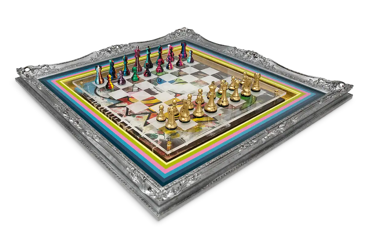 More or Less Chess 'Stimpy' - Original Chess Set - SOLD by artist Lhouette - Wyecliffe Galleries