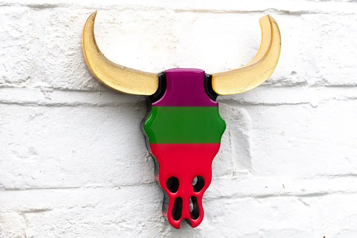 Outlaw Three Part Miniature Wall Sculpture - Rainbow Striped by artist Lhouette - Wyecliffe Galleries