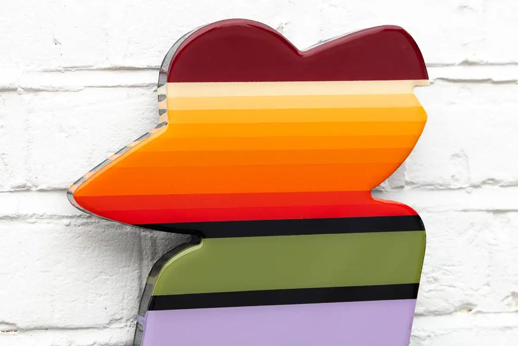 Outlaw Three Part Miniature Wall Sculpture - Rainbow Striped by artist Lhouette - Wyecliffe Galleries