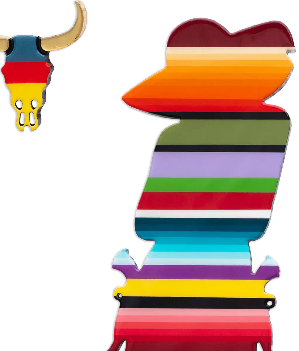 Outlaw Three Part Miniature Wall Sculpture - Rainbow Striped by artist Lhouette - Wyecliffe Galleries