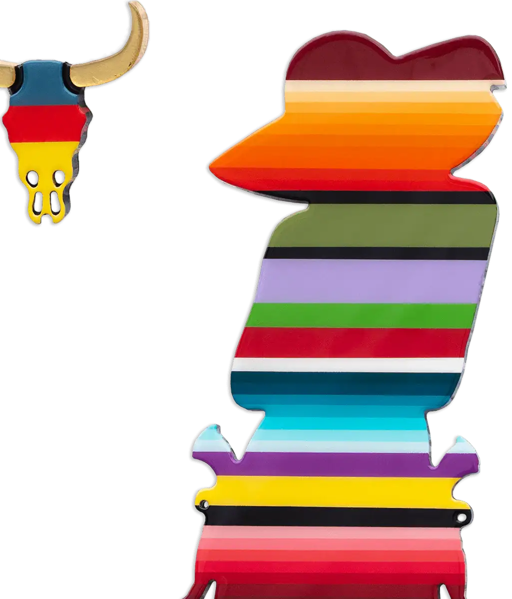 Outlaw Three Part Miniature Wall Sculpture - Rainbow Striped by artist Lhouette - Wyecliffe Galleries