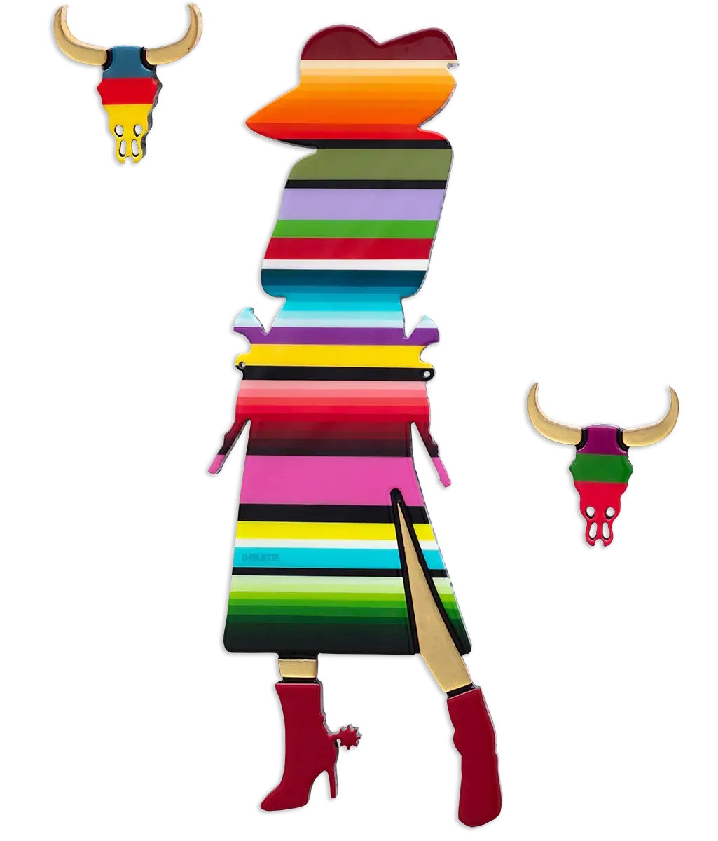 Outlaw Three Part Miniature Wall Sculpture - Rainbow Striped by artist Lhouette - Wyecliffe Galleries