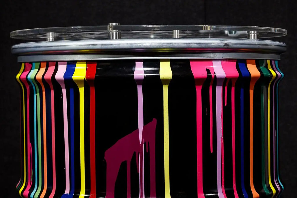 Paint Tin IV - Original Bar Table - SOLD by artist Lhouette - Wyecliffe Galleries