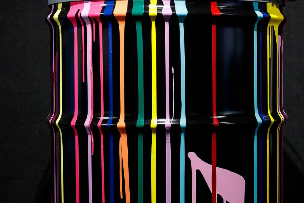 Paint Tin IV - Original Bar Table - SOLD by artist Lhouette - Wyecliffe Galleries