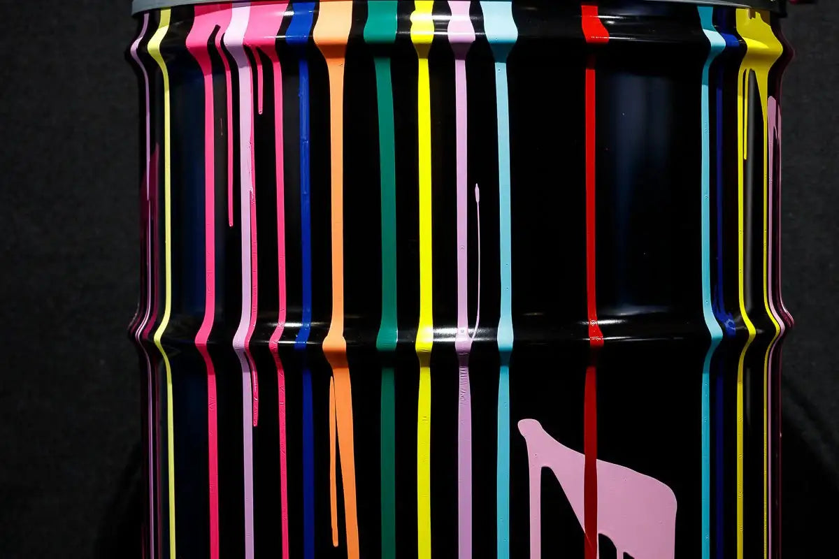 Paint Tin IV - Original Bar Table - SOLD by artist Lhouette - Wyecliffe Galleries