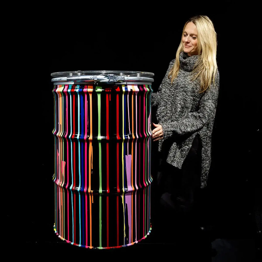 Paint Tin V - Original Bar Table - SOLD by artist Lhouette - Wyecliffe Galleries