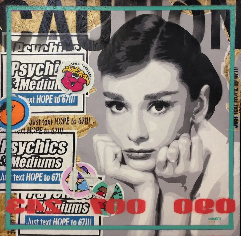 Paste Up - Audrey - SOLD by artist Lhouette - Wyecliffe Galleries