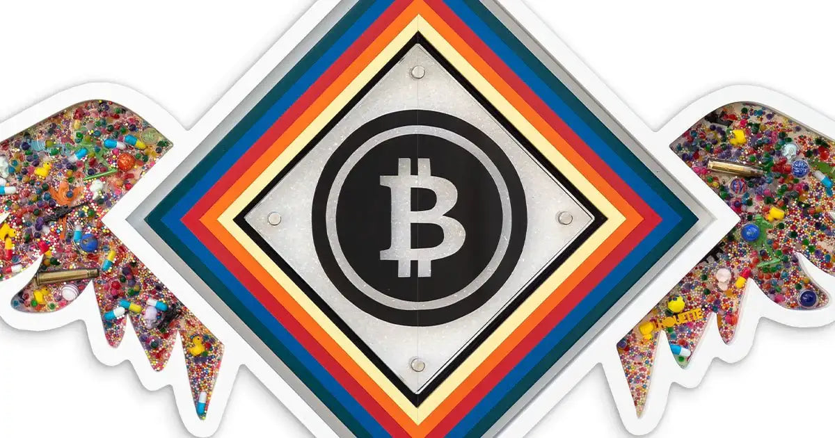 Pop De-Pendant: Bitcoin - Original - SOLD by artist Lhouette - Wyecliffe Galleries