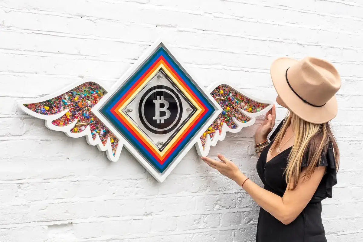 Pop De-Pendant: Bitcoin - Original - SOLD by artist Lhouette - Wyecliffe Galleries