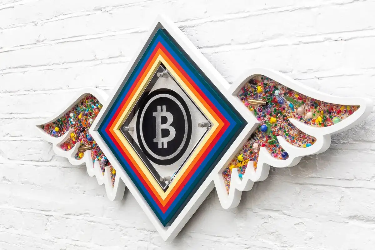 Pop De-Pendant: Bitcoin - Original - SOLD by artist Lhouette - Wyecliffe Galleries