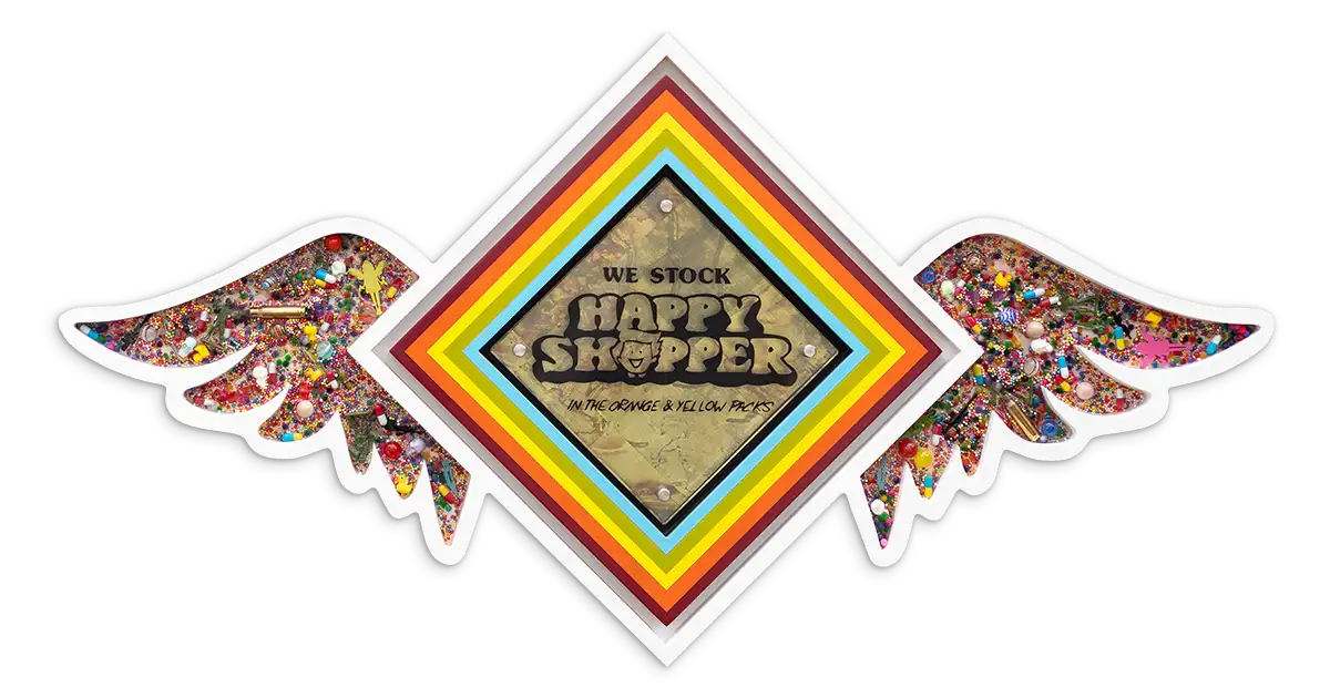 Pop De-Pendant: Happy Shopper - Original - SOLD by artist Lhouette - Wyecliffe Galleries