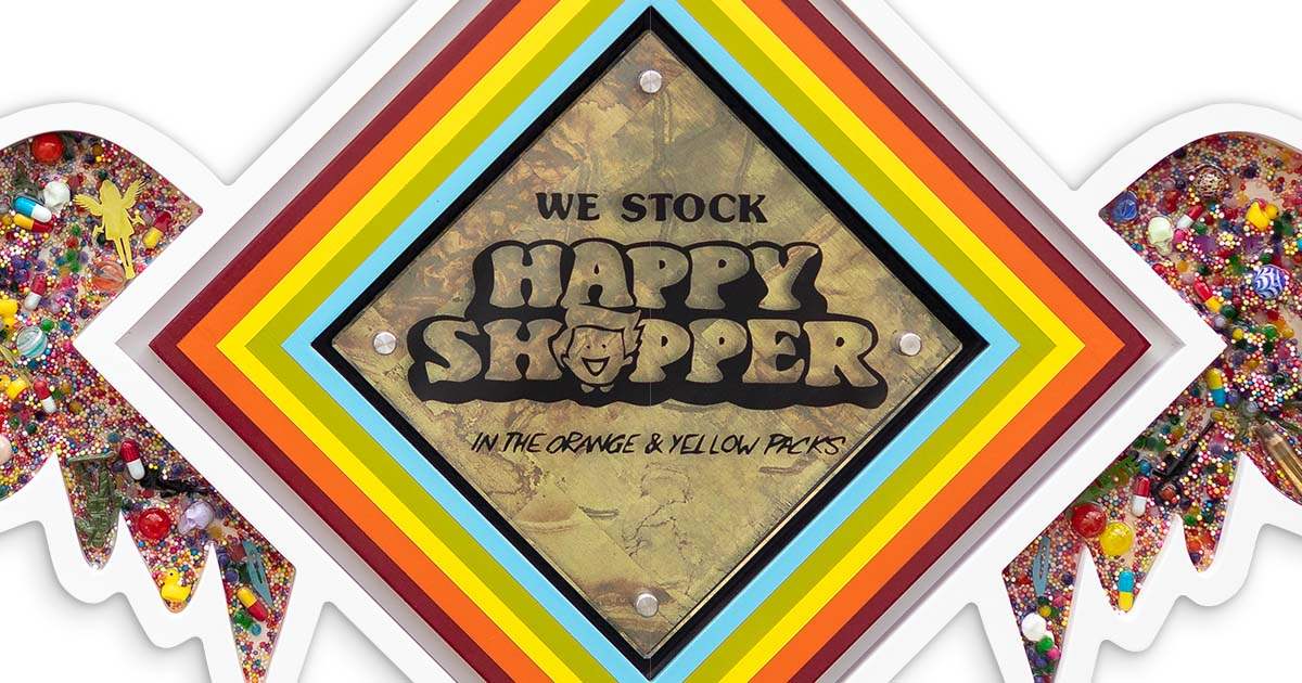 Pop De-Pendant: Happy Shopper - Original - SOLD by artist Lhouette - Wyecliffe Galleries