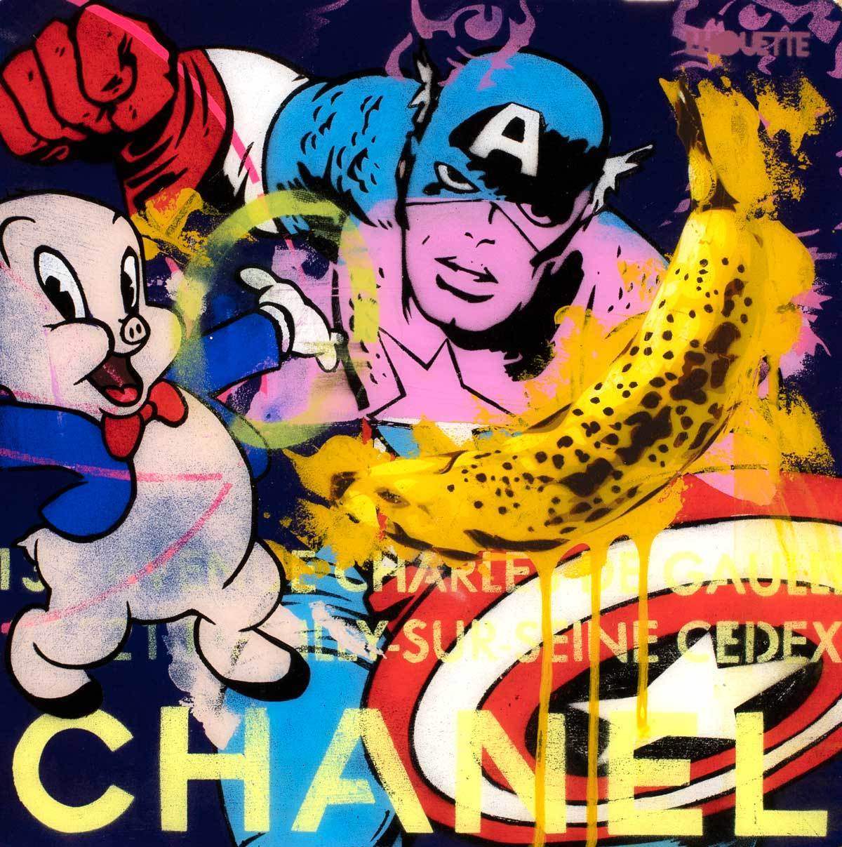 Pop Panel - Captain America - Original - SOLD by artist Lhouette - Wyecliffe Galleries