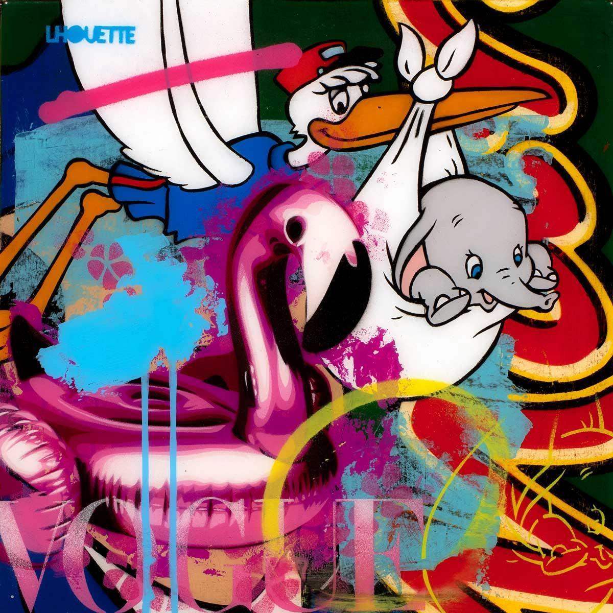 Pop Panel - Dumbo - Original - SOLD by artist Lhouette - Wyecliffe Galleries