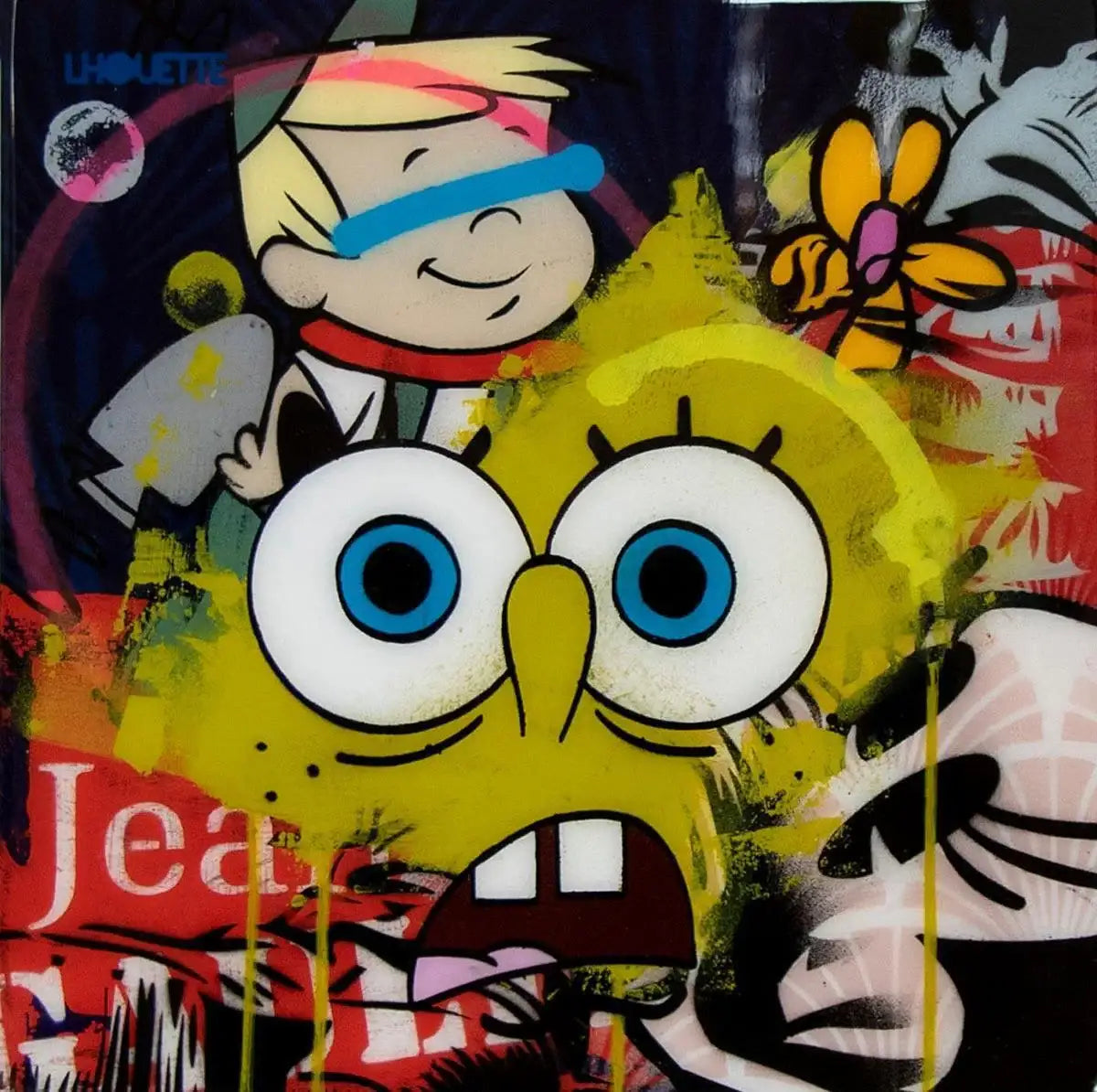 Pop Panel - Sponge Bob - Original - SOLD by artist Lhouette - Wyecliffe Galleries