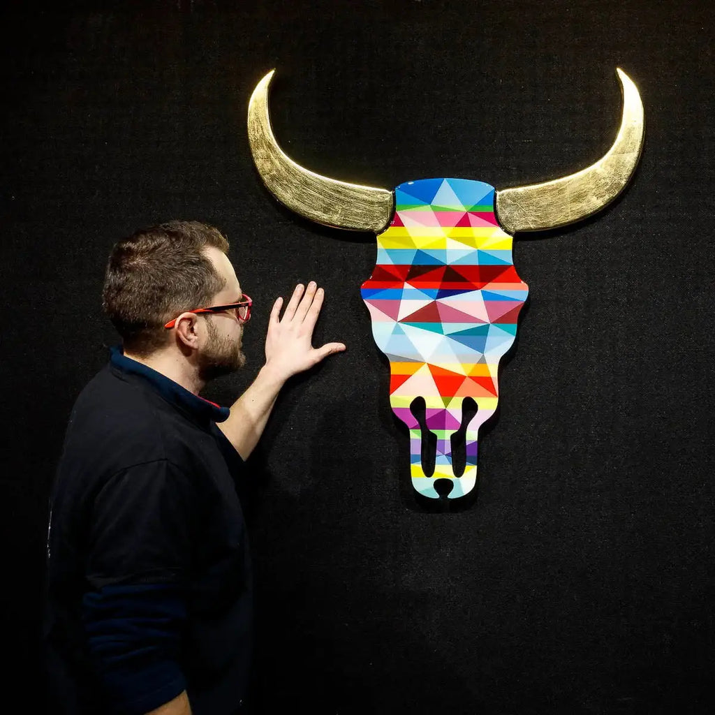 Sexy Beast - Striped Geometric Marbled Wall Sculpture - SOLD by artist Lhouette - Wyecliffe Galleries