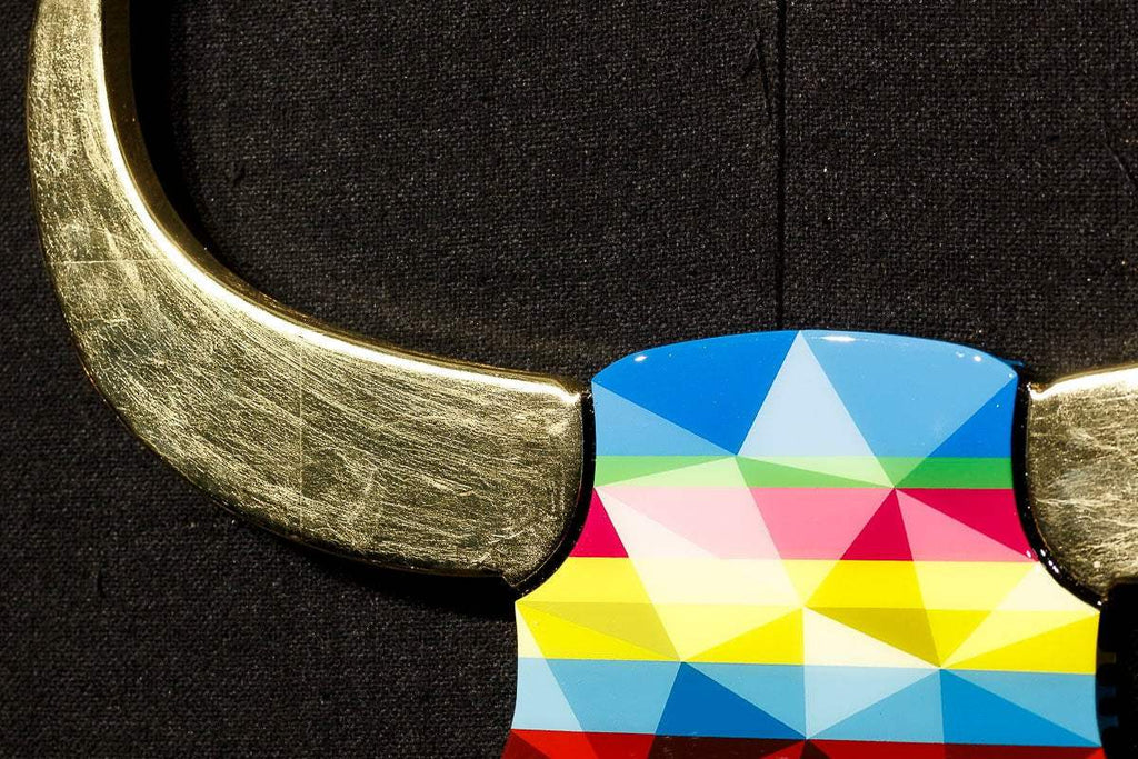 Sexy Beast - Striped Geometric Marbled Wall Sculpture - SOLD by artist Lhouette - Wyecliffe Galleries